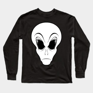 Gray Cartoon Alien Head - Lined Long Sleeve T-Shirt